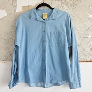 Vtg Denim Shirt NWT Button Down Top 100% Cotton Thereabouts Womens 2XL Relaxed‎